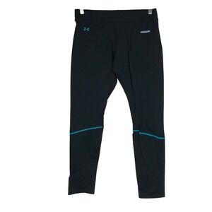 Under Armour Base 2.0 Black Teal Thermal Leggings Womens Large ColdGear Tights